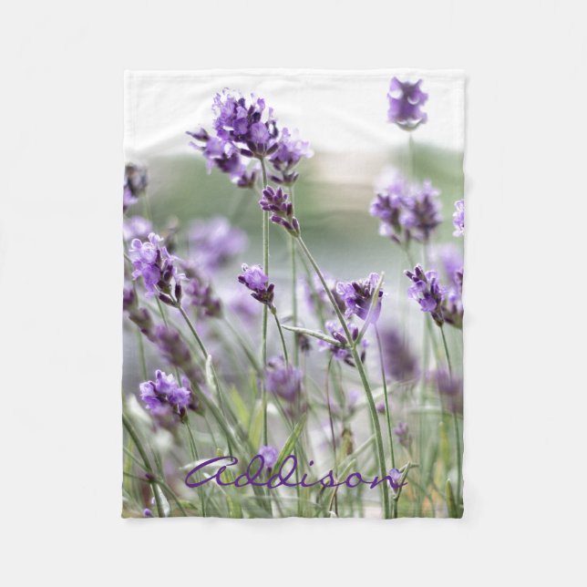 Lavender Photo Fleece Blankets With Name (Front)
