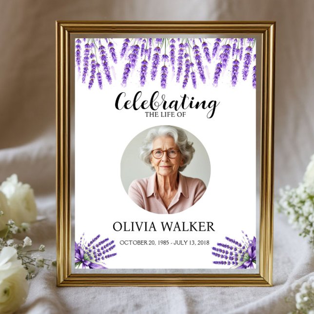 Lavender Photo Funeral Memorial Sign (Creator Uploaded)