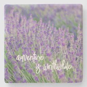 Lavender Photo Home Decor with Travel Quote Stone Coaster