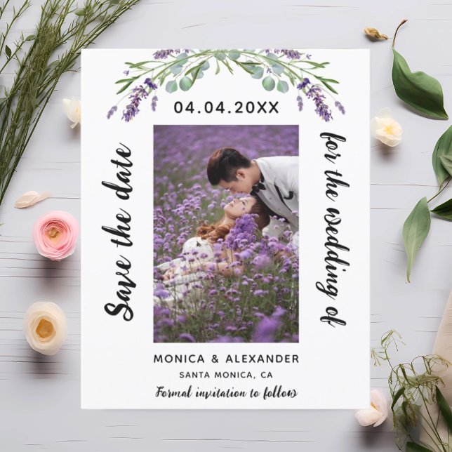 Lavender photo wedding Save the Date card (Creator Uploaded)