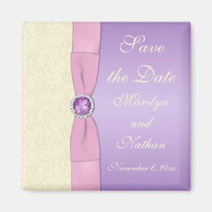 Lavender, Pink, and Ivory Wedding Favour Magnet