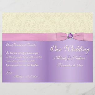 Lavender, Pink, and Ivory Wedding Program