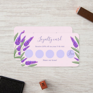 Lavender, pink background  loyalty card