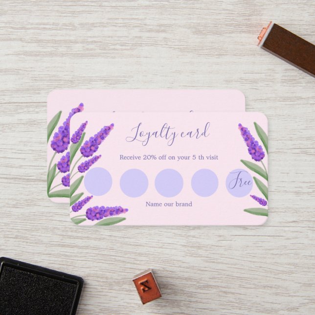 Lavender, pink background  loyalty card (Front/Back In Situ)