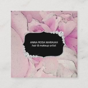 *~* Lavender Pink Beauty Artist Diamond Floral Square Business Card