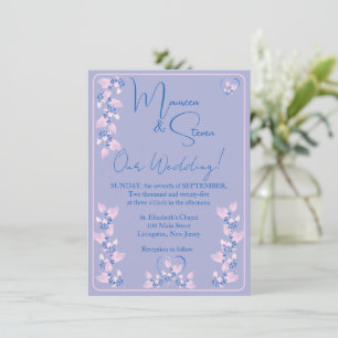 Lavender, Pink, & Blue Floral Wedding Invitation
