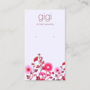 Lavender Pink Boho Floral Earring Display Business Card
