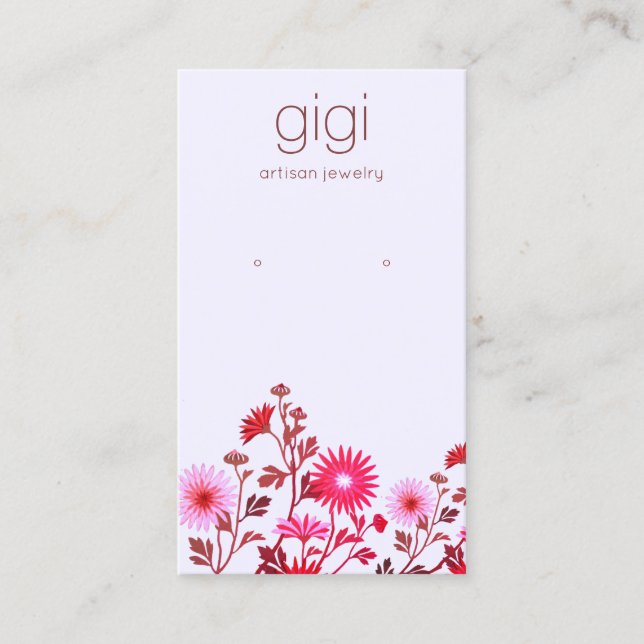 Lavender Pink Boho Floral Earring Display Business Card (Front)