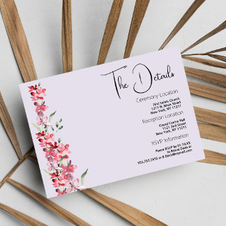 Lavender pink burgundy mint floral Details Card