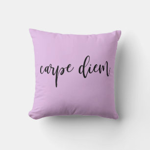 Lavender Pink Carpe Diem Elegant Script Cushion