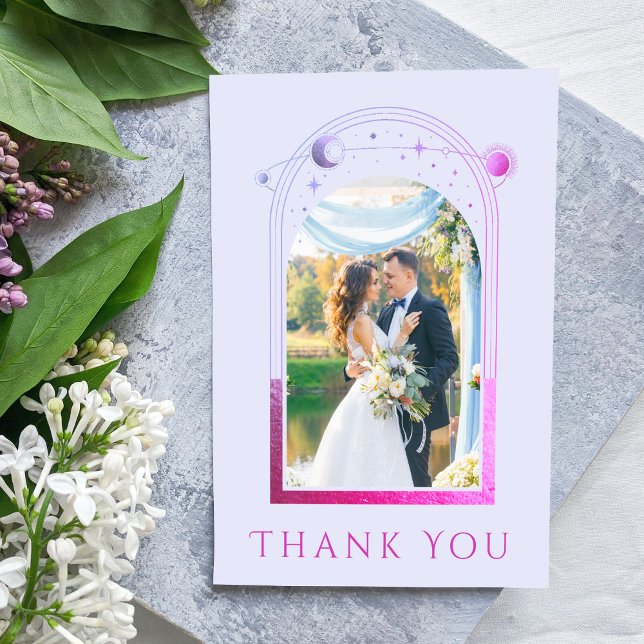 Lavender Pink Celestial Wedding Thank You Card (Creator Uploaded)