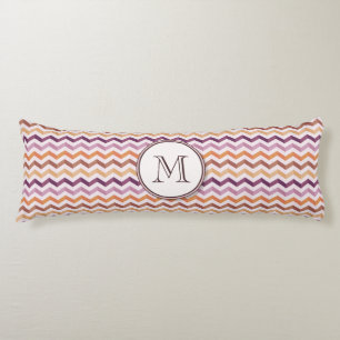 Lavender Pink Chevron Stripes w/ Round Monogram Body Cushion