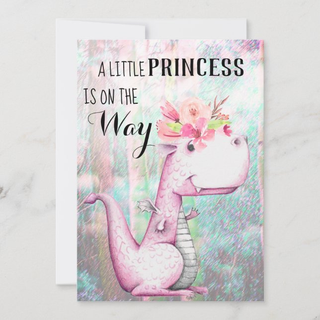 *~* Lavender Pink Dragon Baby Girl Baby Shower Invitation (Front)
