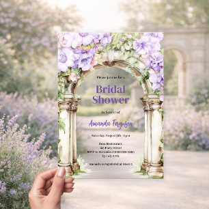 Lavender pink floral arch clear Bridal Shower Acrylic Invitations