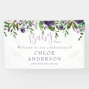 Lavender & Pink Floral Baby Shower Welcome Banner