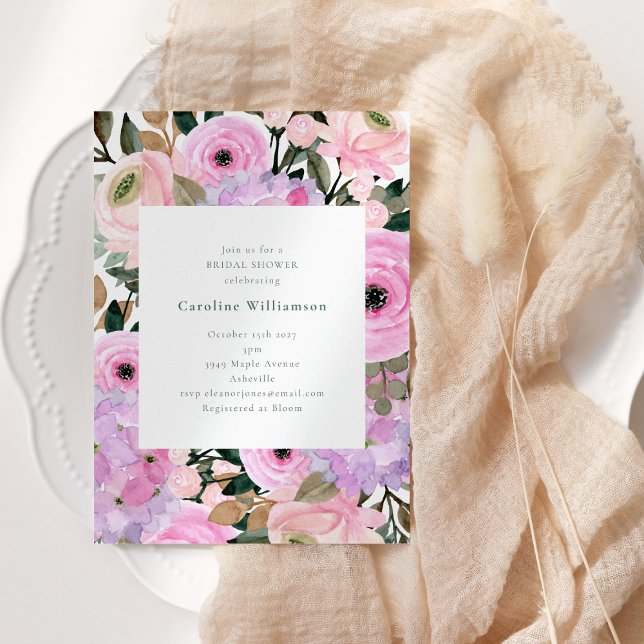 Lavender Pink Floral Watercolor Bridal Shower   Invitation (Creator Uploaded)