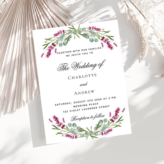 Lavender pink florals budget wedding invitation flyer (Creator Uploaded)