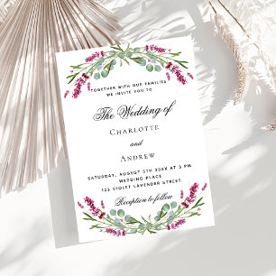 Lavender pink florals greenery wedding invitation