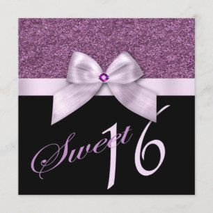 Lavender Pink Glitter Gem Sweet Sixteen Birthday Invitation