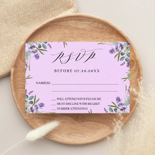 Lavender pink greenery wedding response RSVP Card