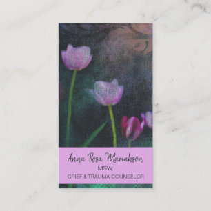 *~* Lavender Pink Grey Tulip Shabby Vintage Grunge Business Card
