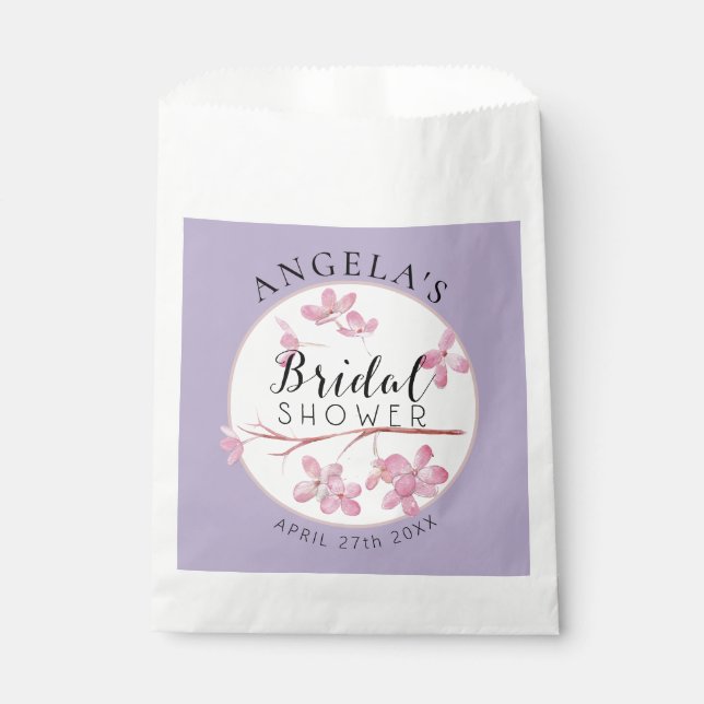 Lavender Pink Lilac Blossom Bridal Shower Favour Bags (Front)