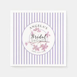 Lavender Pink Lilac Stripes Bridal Shower Napkin