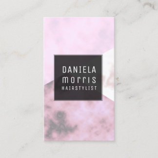 Lavender Pink Marble Geometric Hair Stylist Business Card