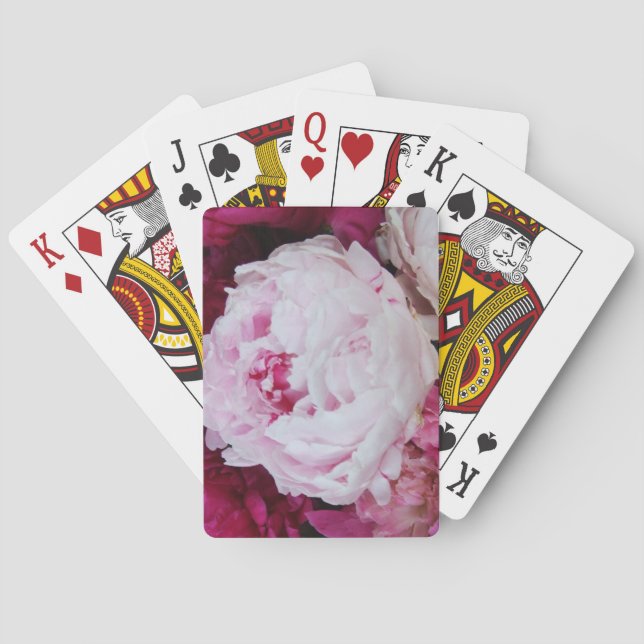 Lavender Pink Peony with Fuschia Peonies Playing Cards (Back)