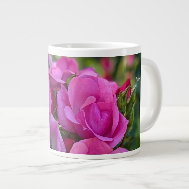 Lavender Pink Rose  Large Coffee Mug (Front Right)