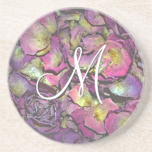 Lavender Pink Rose Petals Watercolor Coaster