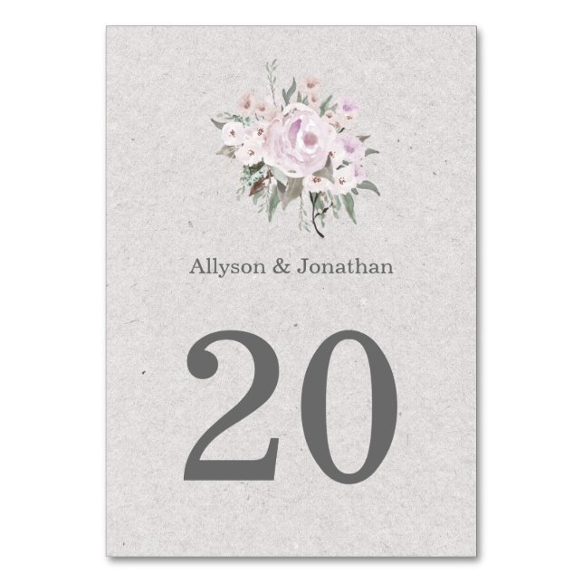 Lavender Pink Sage Green Table Cards | (Front)