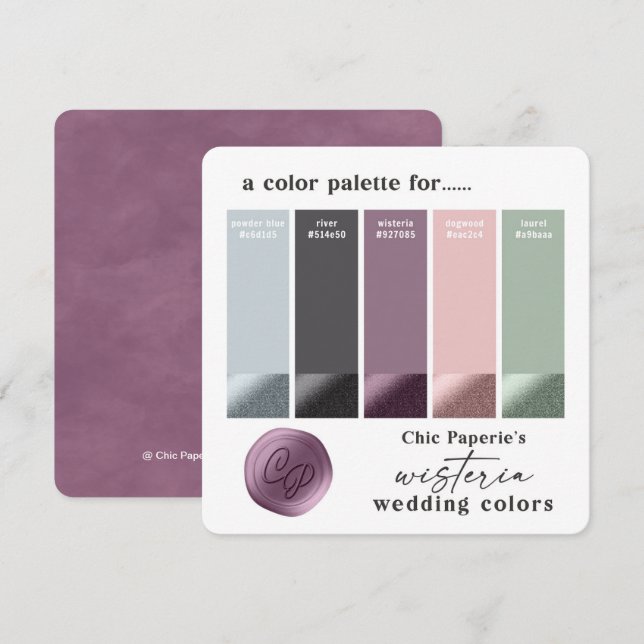 Lavender & Pink Spring Wedding Colour Palette Card (Front/Back)