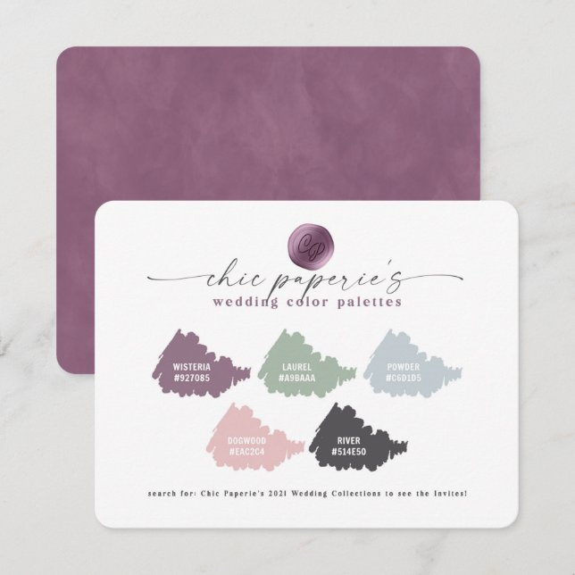 Lavender Pink Spring Wedding Colour Palette Card (Front/Back)