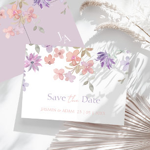 Lavender Pink Whimsical Wildflower Wedding Save The Date