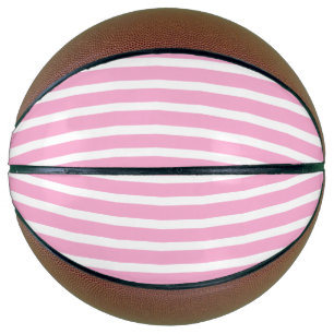 Lavender Pink White Simple Horizontal Striped Basketball