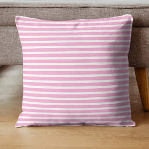 Lavender Pink White Simple Horizontal Striped Cushion