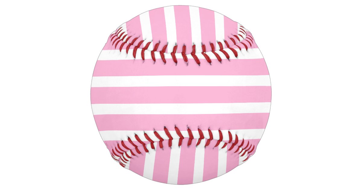 Lavender Pink White Simple Horizontal Striped Softball | Zazzle