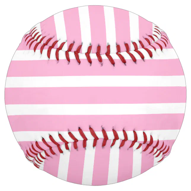 Lavender Pink White Simple Horizontal Striped Softball | Zazzle
