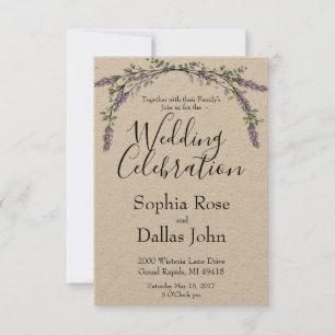 Lavender Pink Wild Rose and Eucalyptus Invitation