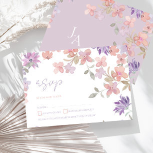 Lavender Pink Wildflower Watercolor Wedding RSVP Card