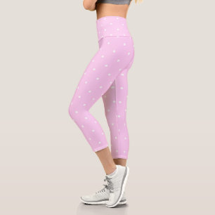 Lavender Pink with white dots Capri Leggings