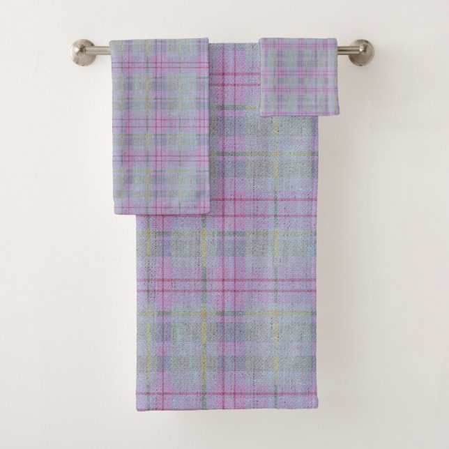 Lavender Plaid Harmony  Bath Towel Set (Insitu)
