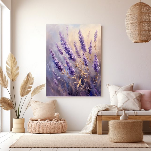 Lavender Plant and Golden Leaves Canvas Print (Creator Uploaded)
