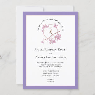 Lavender Plum Blossom Initials Invitation