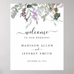 Lavender Plum Wildflower Wedding Welcome Sign