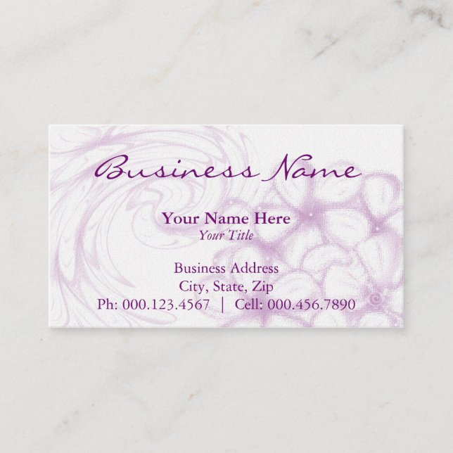 lavender plumeria ~ bc business card (Front)