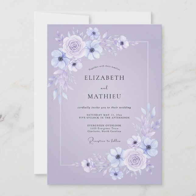 Lavender Poetic Spring Wedding Invitation (Front)