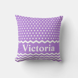 Lavender Polka Dots and Chevrons Cushion