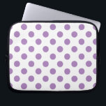 Lavender polka dots on white laptop sleeve<br><div class="desc">Lavender and white polka dots</div>